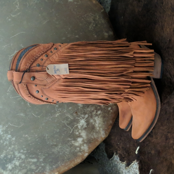 LIBERTY BLACK Vegas Faggio fringed snip toe ladies cowboy western boots sz 7 NWT - Picture 3 of 15